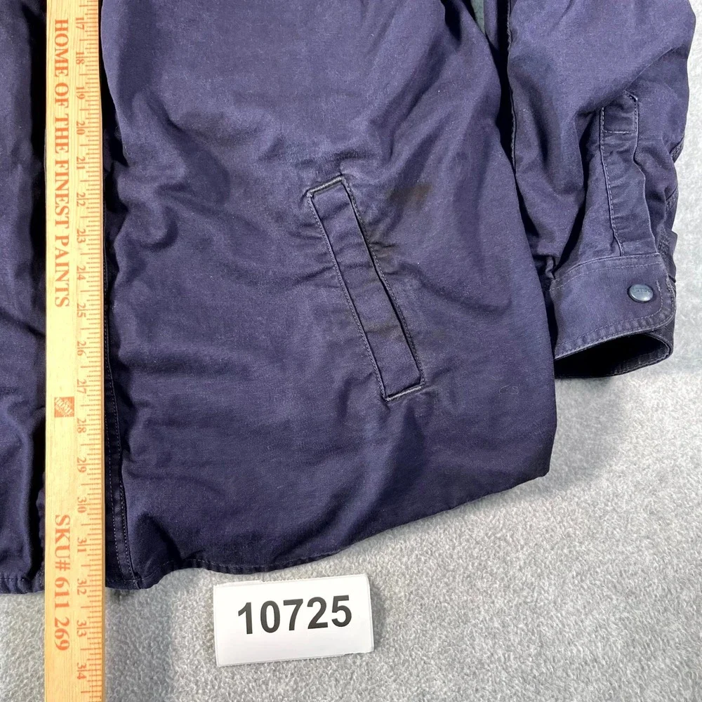 Carhartt Jacket Mens XL Blue Cotton Flame Resistant Workwear Collared Snap Front